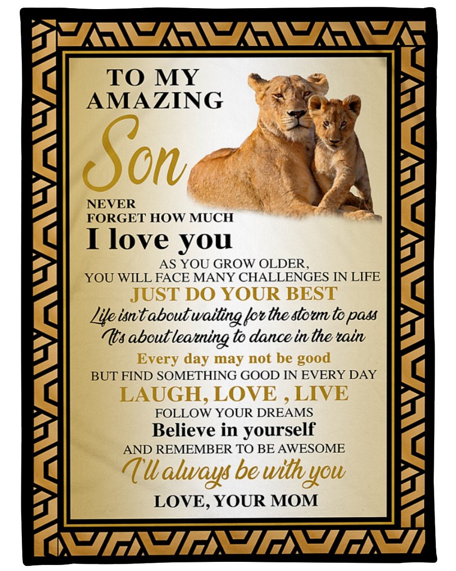 To My Son Never Forget How Much I Love You Blanket Gift For Son Brithday Gift Family Gift Gift From Mom To Son Home Decor Bedding Couch Sofa Soft and Comfy Cozy