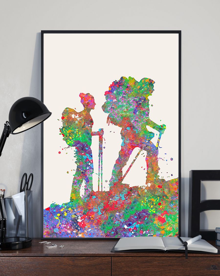 Hiking Couple Vertical Canvas And Poster | Wall Decor Visual Art
