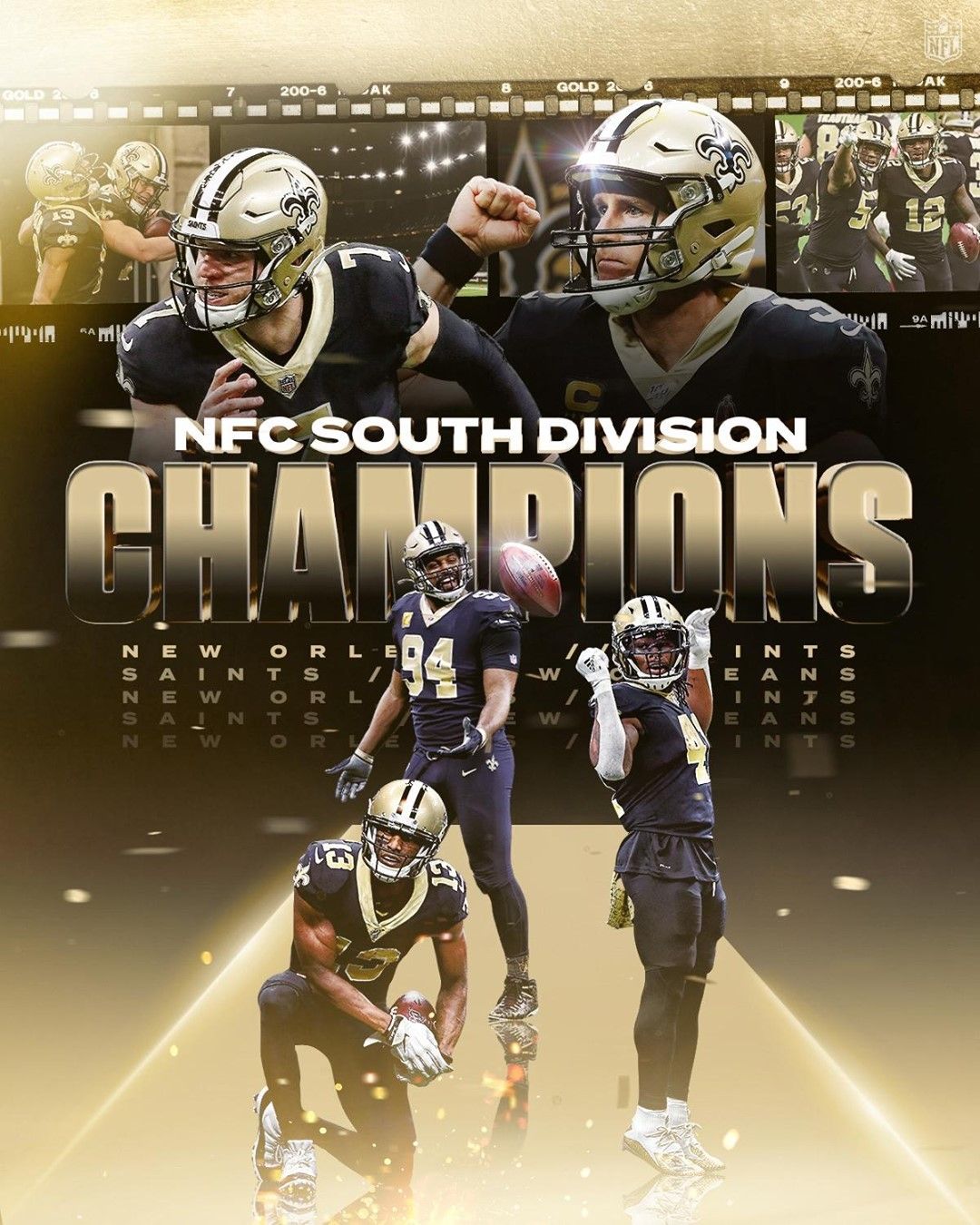 New Orleans Saints NFC south division champions 2020 poster canvas