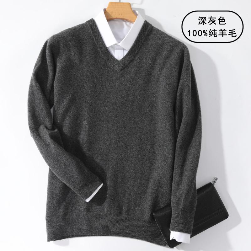 Super Warm 100% Cashmere Sweater Men Pullover 2022 Autumn Winter Classic V-neck Knitted Pullover Male Jumper Jersey Pull Homme alx