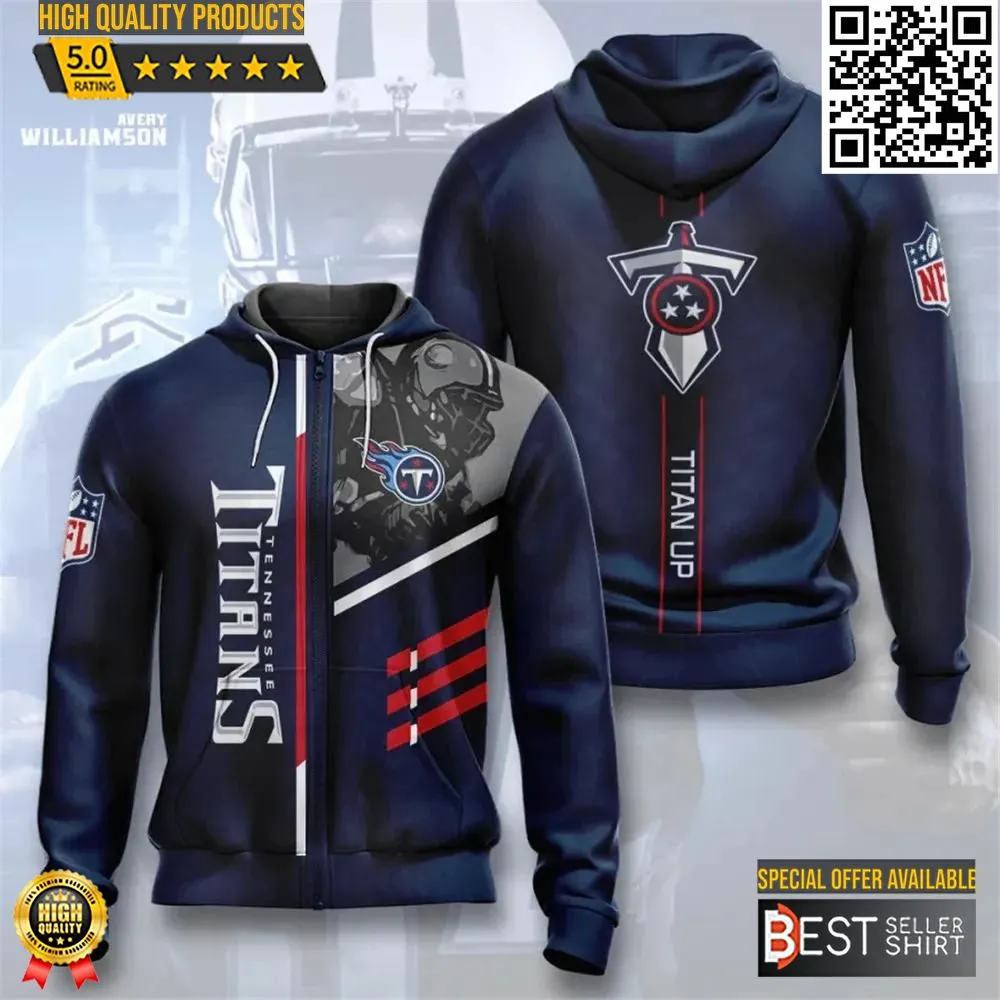 Tennessee Titans Logo 3D Hoodie Football Jersey 3D 3 Lines Graphic