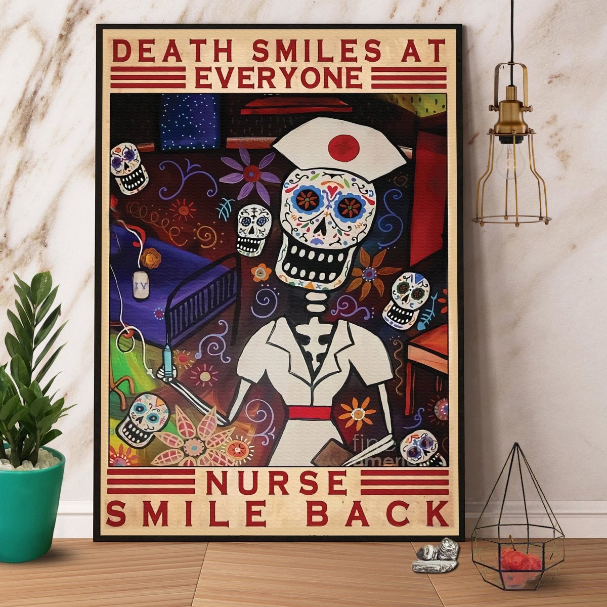 Halloween Skull Death Smiles At Everyone Nurse Smile Back Canvas And Poster, Canvas Prints, My Poster Wall, Canvas Wall Art, Wall Decor Visual Art, Halloween Gift, Happy Halloween