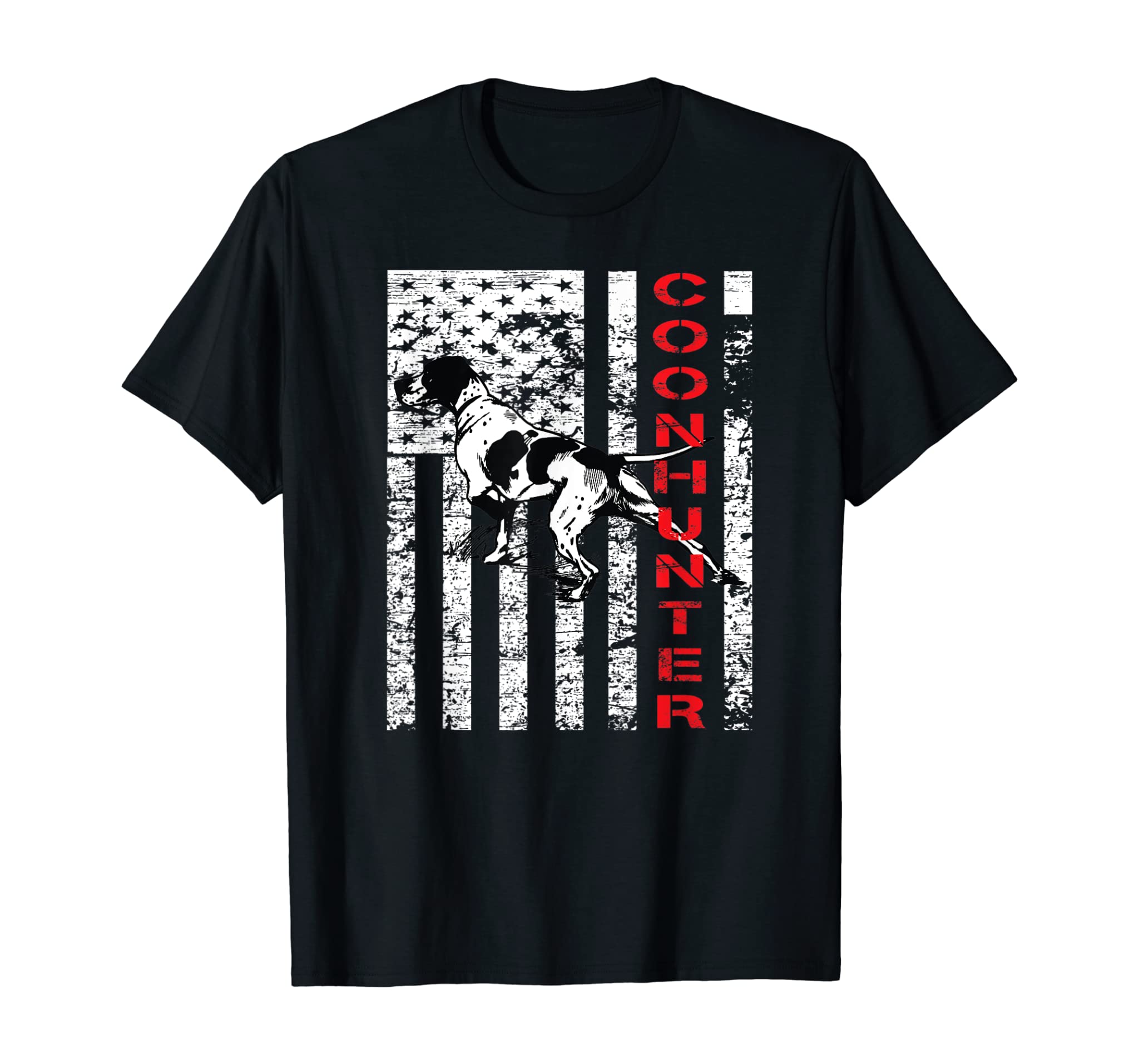 Distressed Coon Hunting Shirt with a Hound Dog and USA Flag