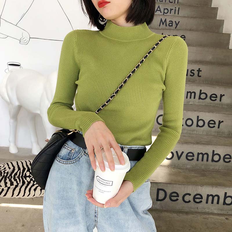 Winter Knitting Sweater Pullovers Women Long Sleeve Tops Turtleneck Knitted Sweater Chic Woman Clothes Female Casual Streetwear alx