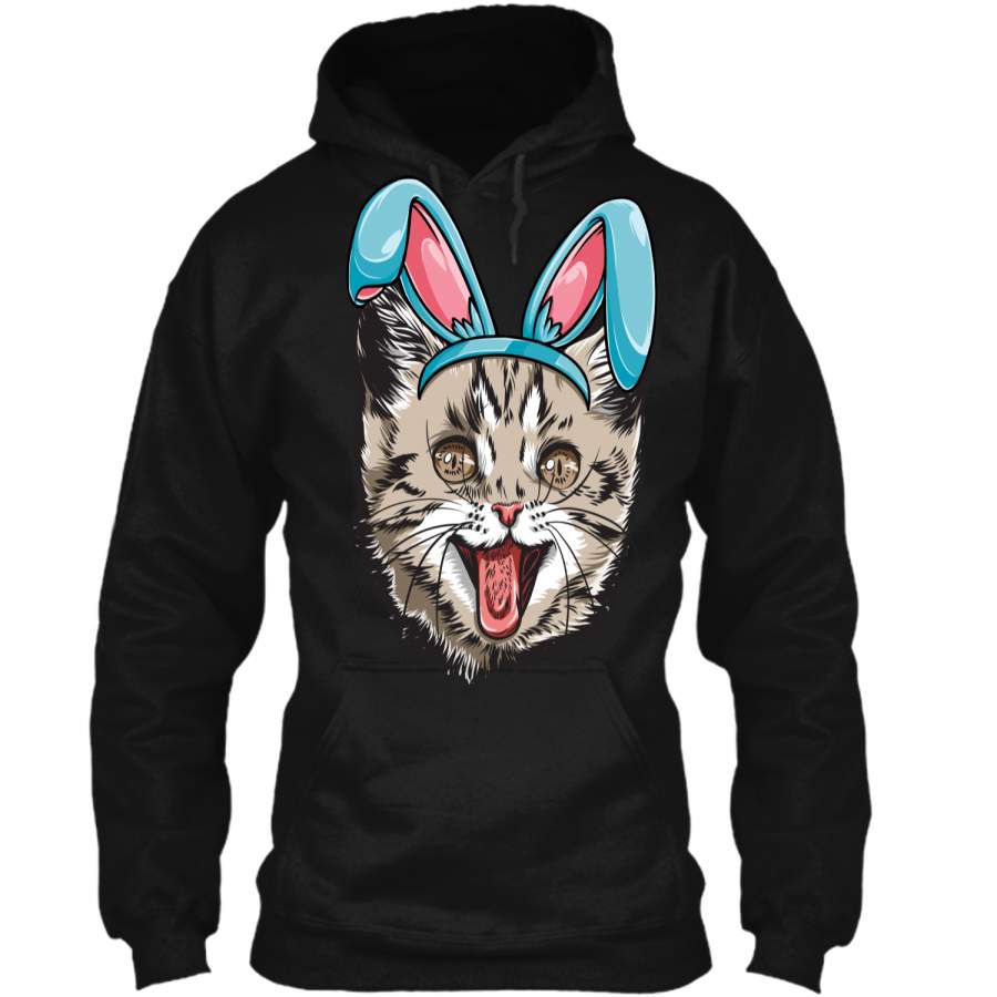 Easter Bunny Cat T shirt Kitty Kitten Girls Boys Kids Women Pullover Hoodie 8 oz