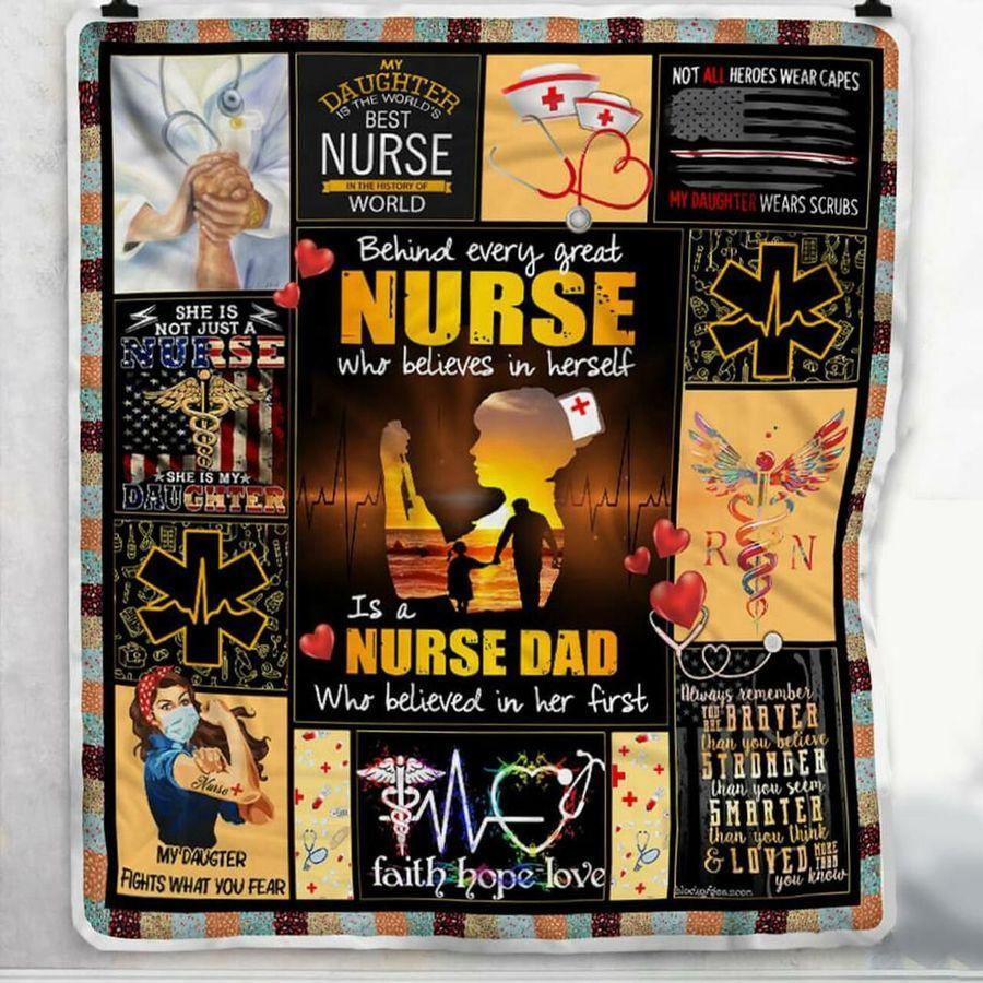 A Nurse Dad Believed In Her – Best Idea Gift For Dad, Gift For Home Decor, Gift For Family  – Fleece Blanket