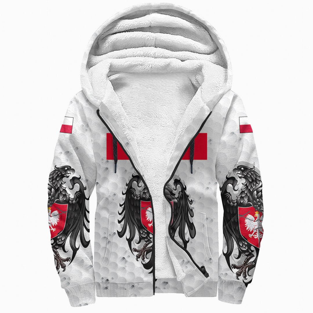 (Custom) Poland (Polska) Euro Soccer Sherpa Hoodie Flag and Eagle A27