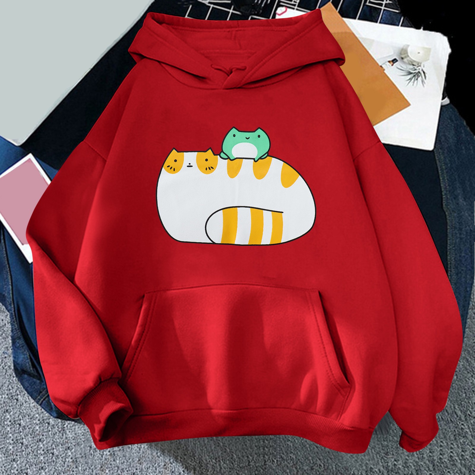 Womens Cute Frog Print Sweatshirt Sweatshirt For Teen Girl Hoodie Quilted Cardigans Women Womens Fleece Pullover Tunic alx