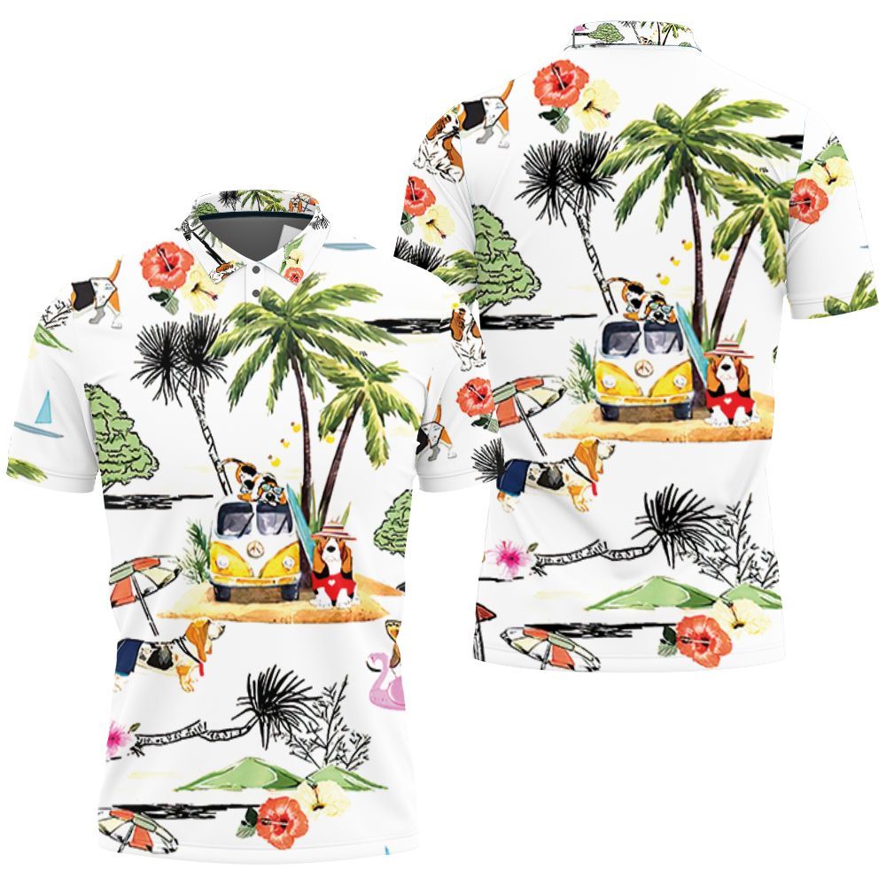 Basset Hound Hawaii Beach Retro Jersey Polo Shirt Ha47974