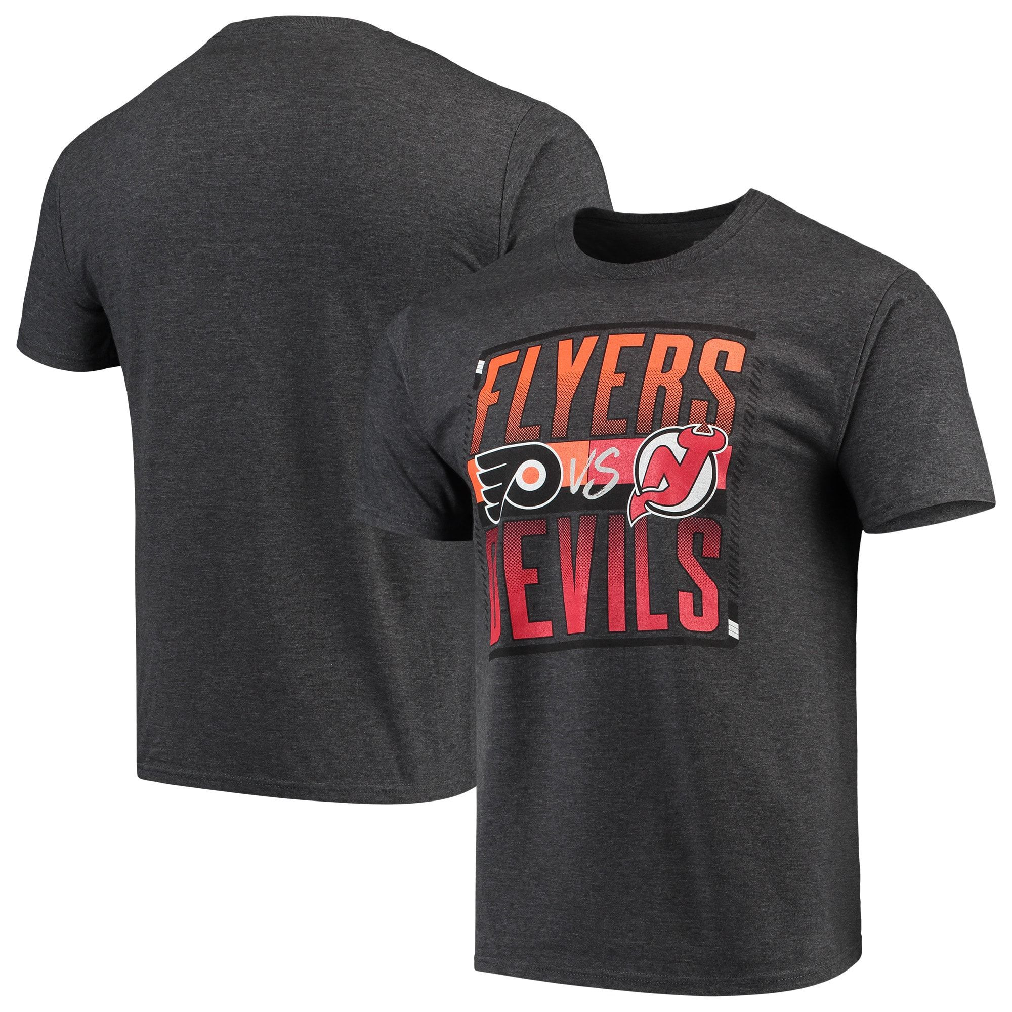 Men’S Fanatics Branded Heathered Gray New Jersey Devils Vs. Philadelphia Flyers Matchup T-Shirt