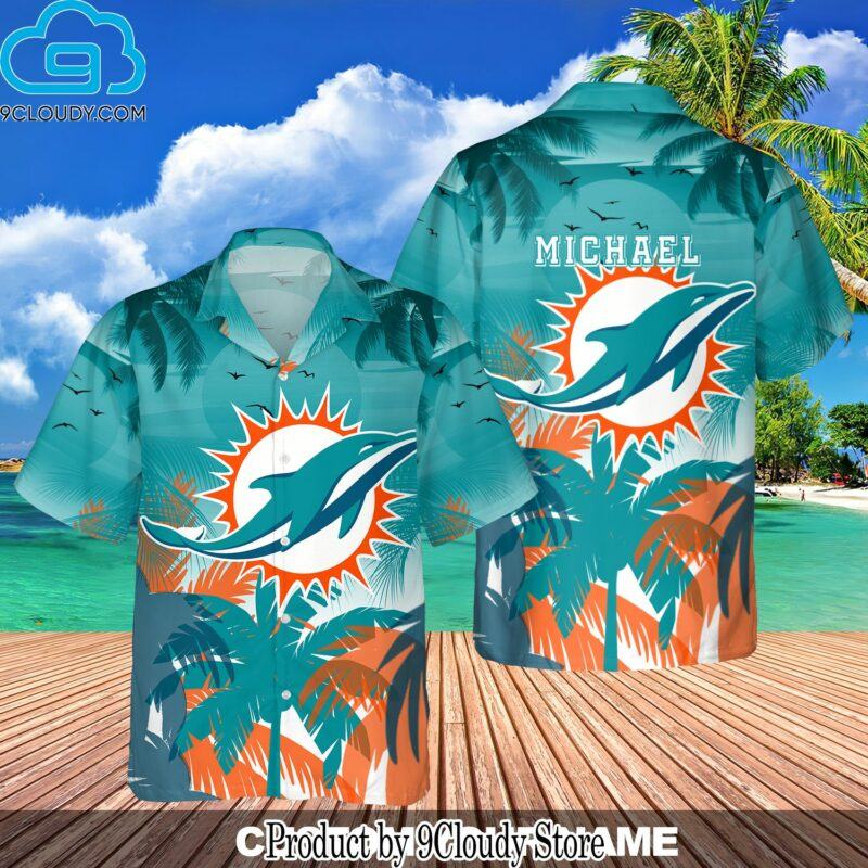 Miami Dolphins Pattern Casual Hawaiian Aloha Shirts