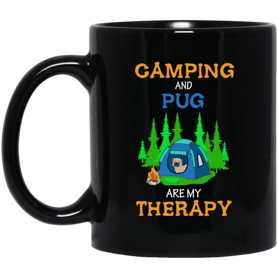 Camping And Pug Are My Therapy Mugs