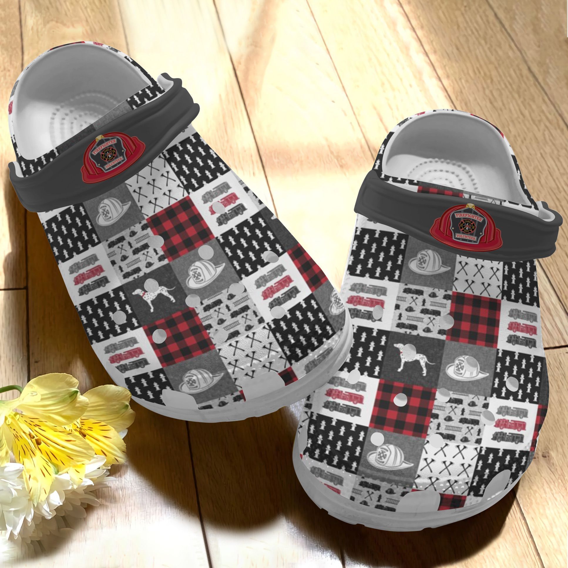 Firefighter Clog Red Black Clogs Clogband Clog