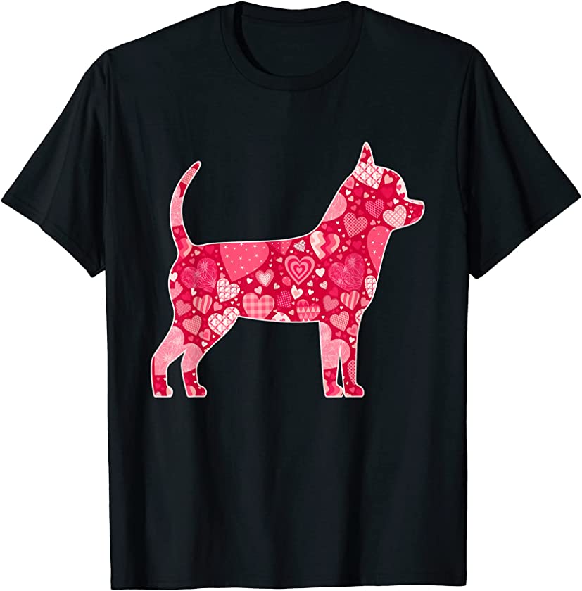 Chihuahua Dog Valentines Day Cute Hearts Puppy Lover T-Shirt