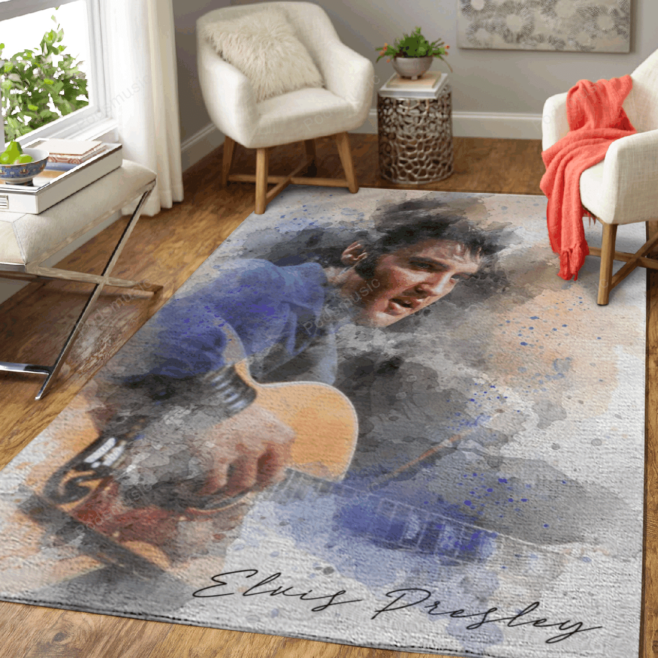 Elvis Aaron Presley Guitar – Music Art For Fans Area Rug Carpet
