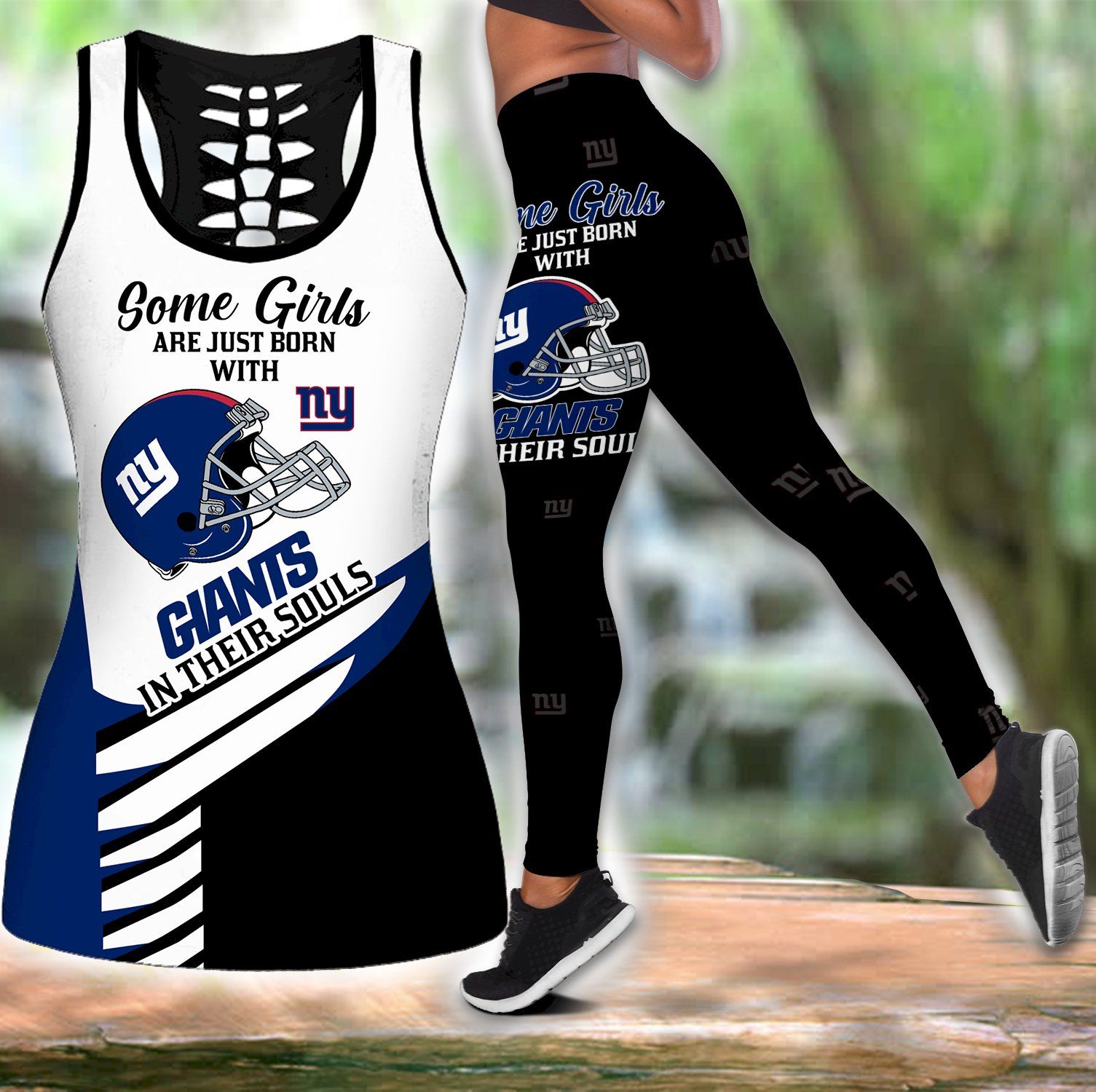 Combo New York Giants Some Girls Hollow Tanktop And Leggings Set K1977