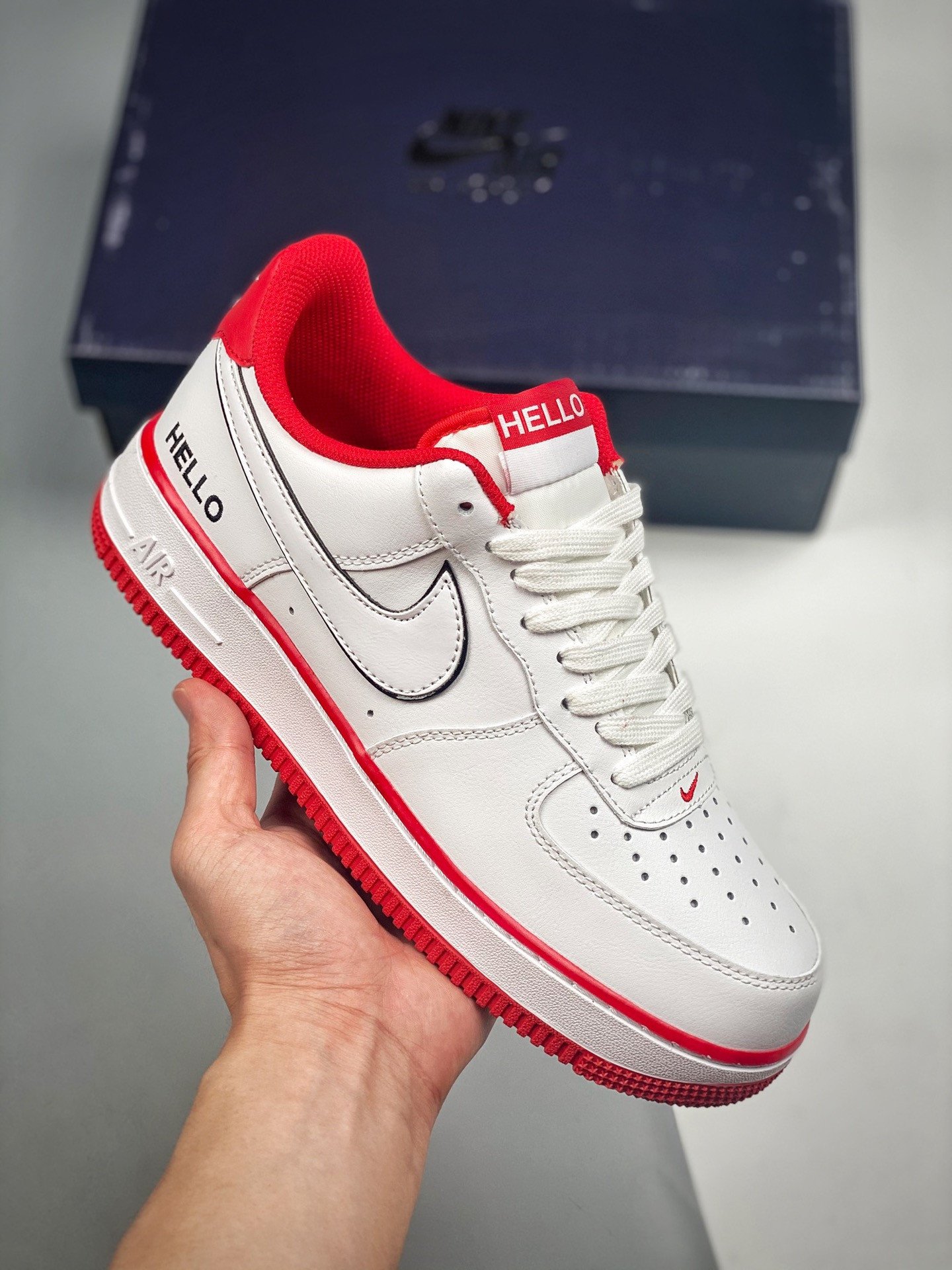 Nike Air Force 1 Low HELLO WhiteUniversity RedBlack 5340524