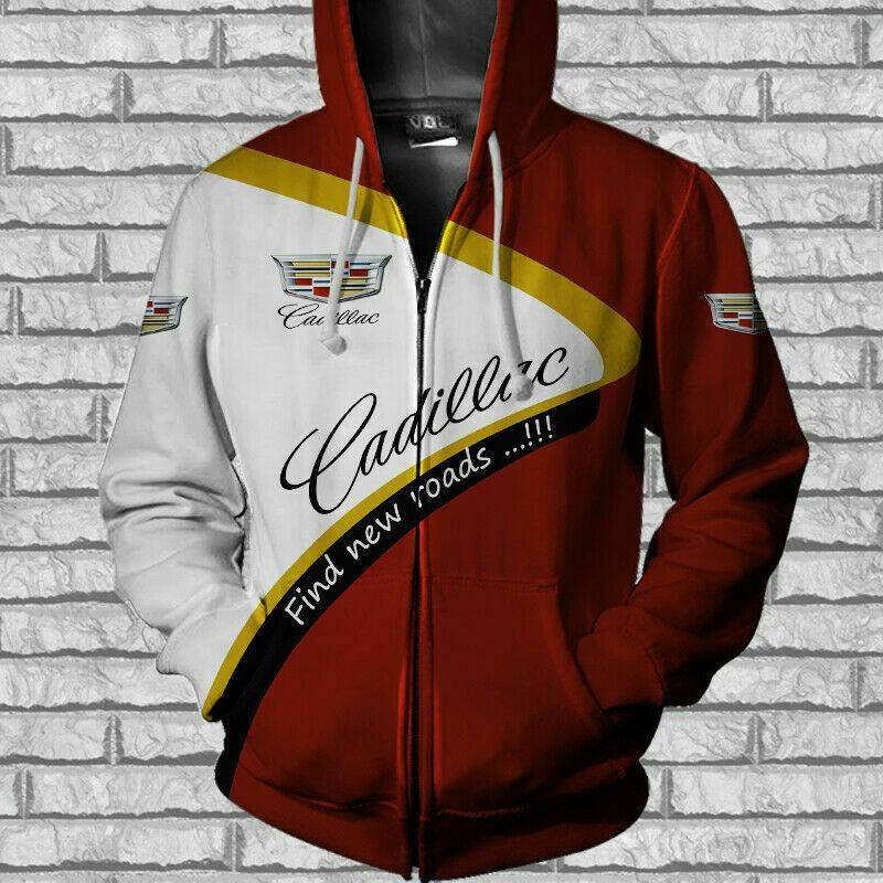 Cadillac Find New Road Beautiful Imagine Art Print Sticker Logo Of The Cadillac Car Pretty Gift For Fans All Over Print Zip Hoodie S-3Xl