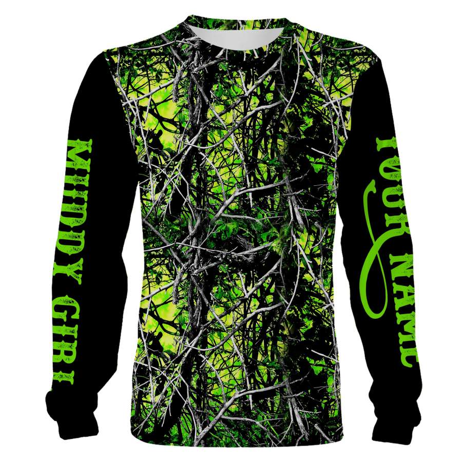 Muddy girl Toxic green camo custom Name 3D All over print Shirt, Hoodie, Sweatshirt – Personalized muddy clothes for Women, Kid – FSD857