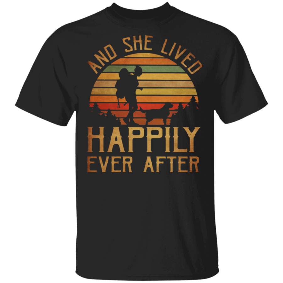 Hiking Girl And She Lived Happily Ever After Sunset Shirt