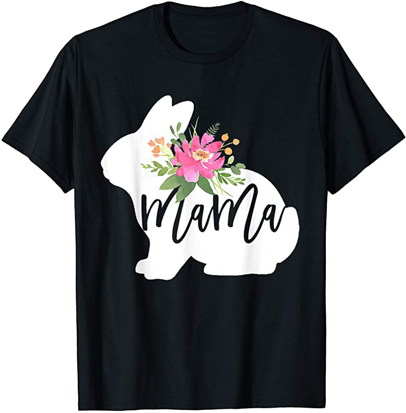 Womens Mama Bunny Watercolor Floral Easter for Mom T-Shirt