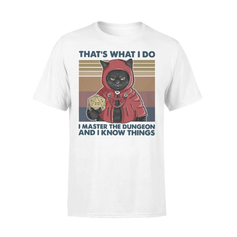 Black Cat That’s What I Do I Master The Dungeon And I Know Things Vintage Retro T-Shirt