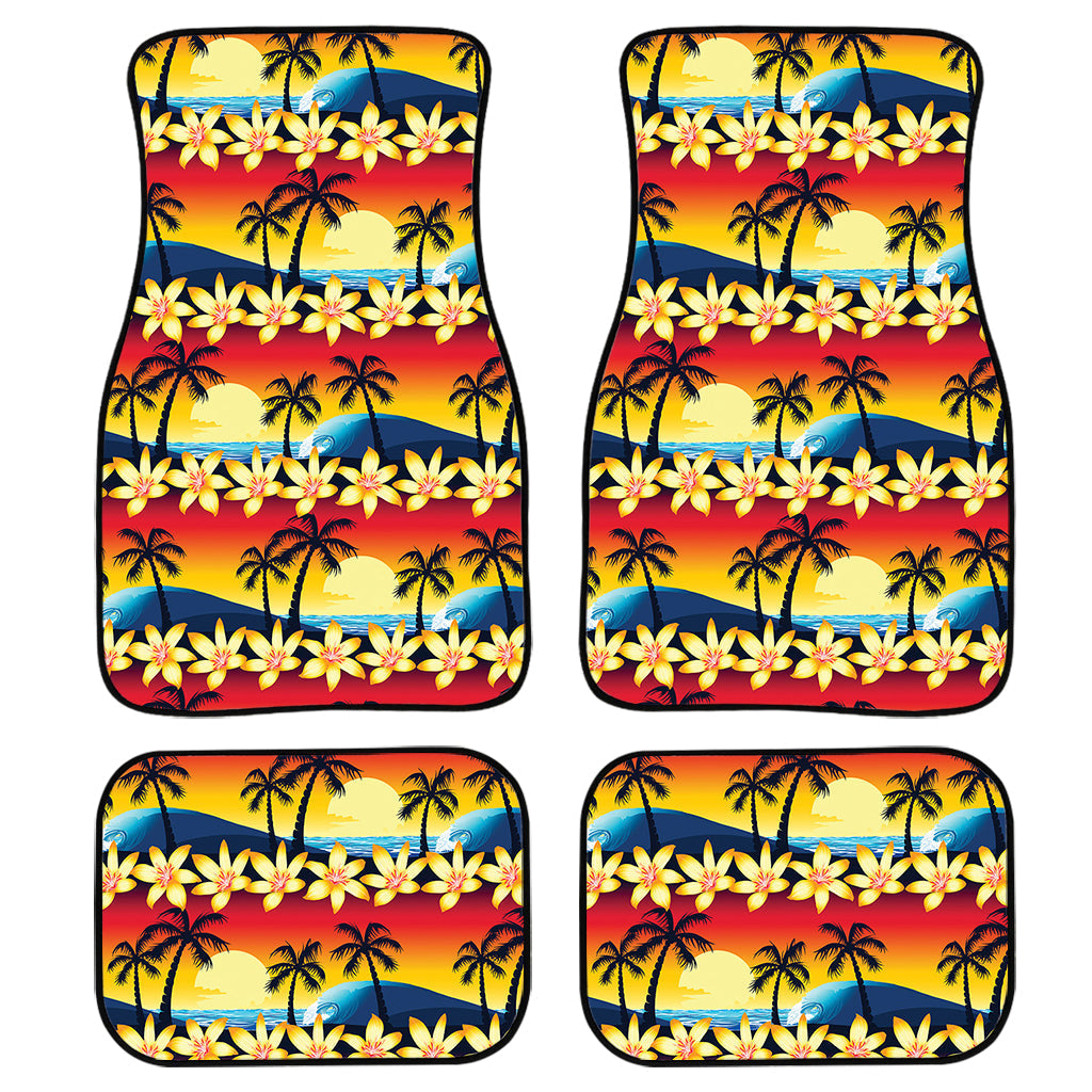 Tropical Sunset Pattern Print Front And Back Car Floor Mats, Front Car Mat