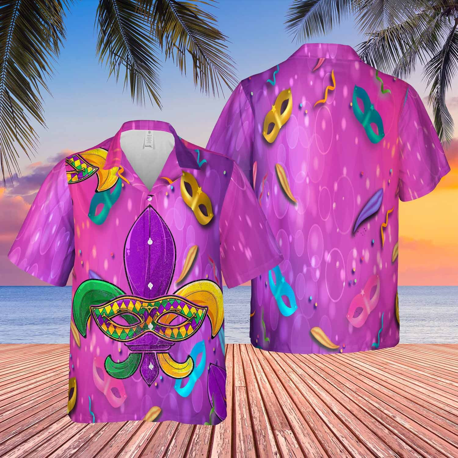 Symbol Of Mardi Gras With Mask Party Hawaiian Shirt Gift Ha30894