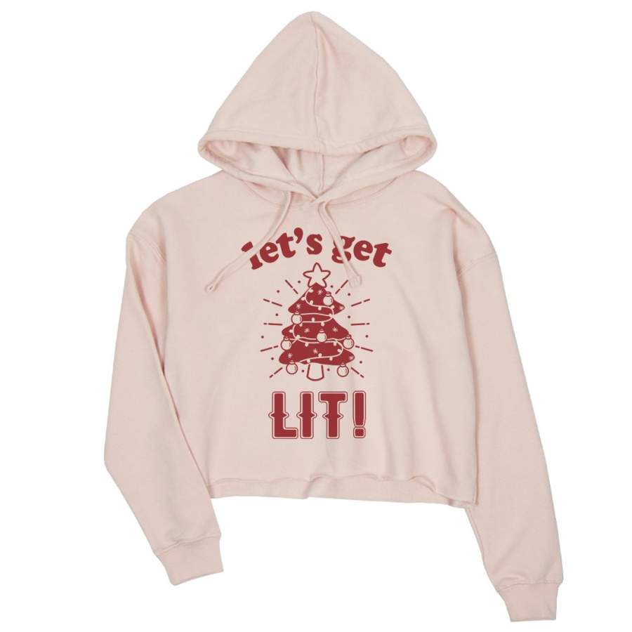 Get Lit Christmas Tree Crop Hoodie