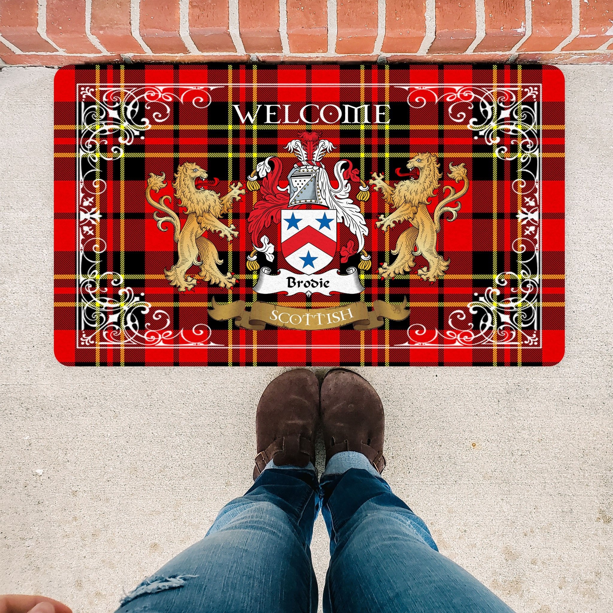 Scotstee Shop Tartan Door Mat The Family Brodie Scottish Plaid Doormat, Welcome Mat, Christmas Door Mat