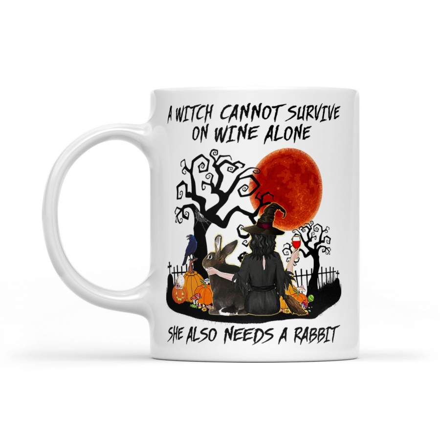 A Witch Cannot Survive On Wine Alone She Also Needs A Rabbit Blood Moon – White Mug