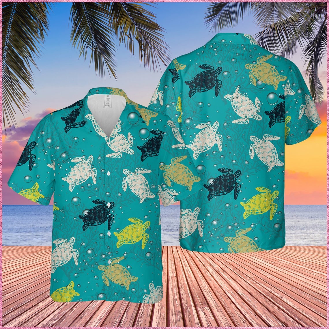 Sea Turtle Pattern Hawaii Shirt Made In Summer Beach Shirts Ha46373