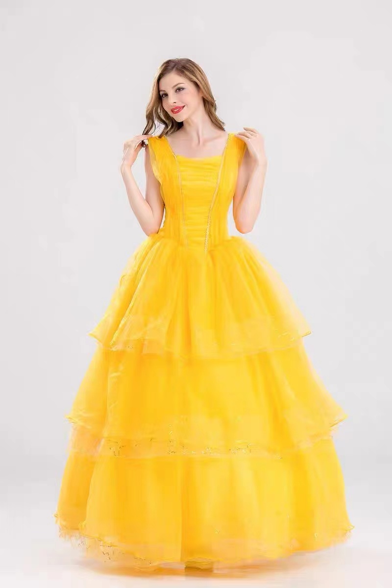 2021 Live action Beauty and the Beast yellow Princess Belle dress Cosplay dress for women’s ball performance alx