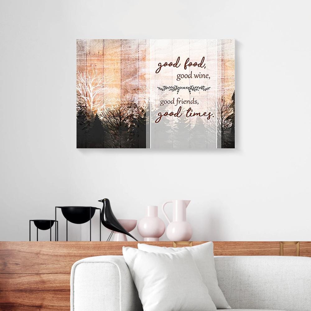 Canvas Prints Good Food Good Wine Good Friends Good Times Wood Frame Home Canvas Wall Art Home Decor