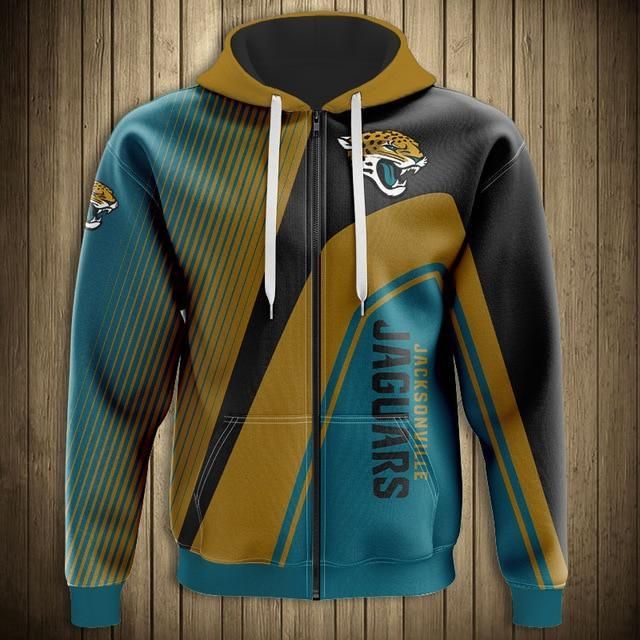 Limited Edition Football Hoodie Jacksonville Jaguars Casual 3D Zipper Hoodie