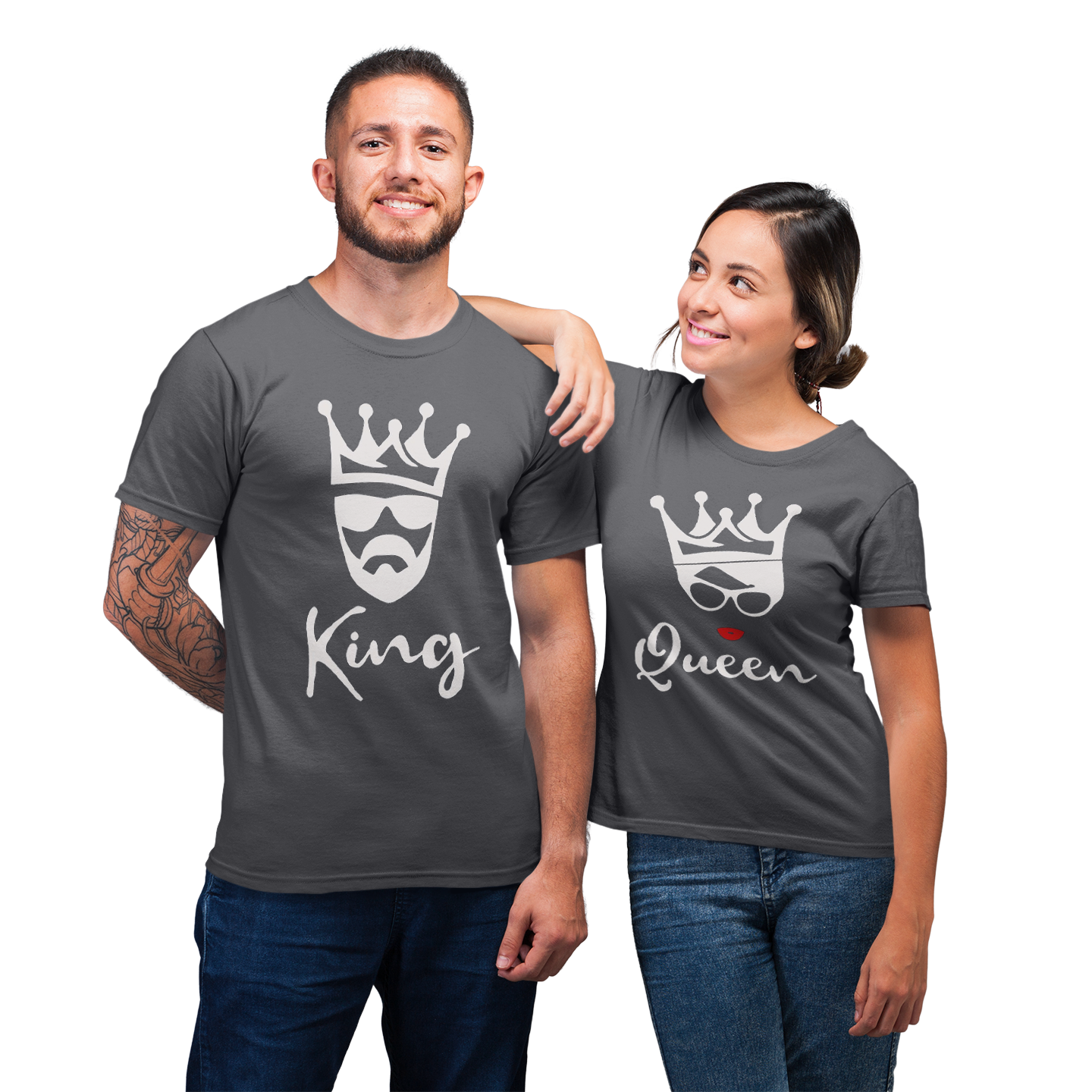 Matching For Couple King And Queen Gift His And Her Husband And Wife T- Shirt