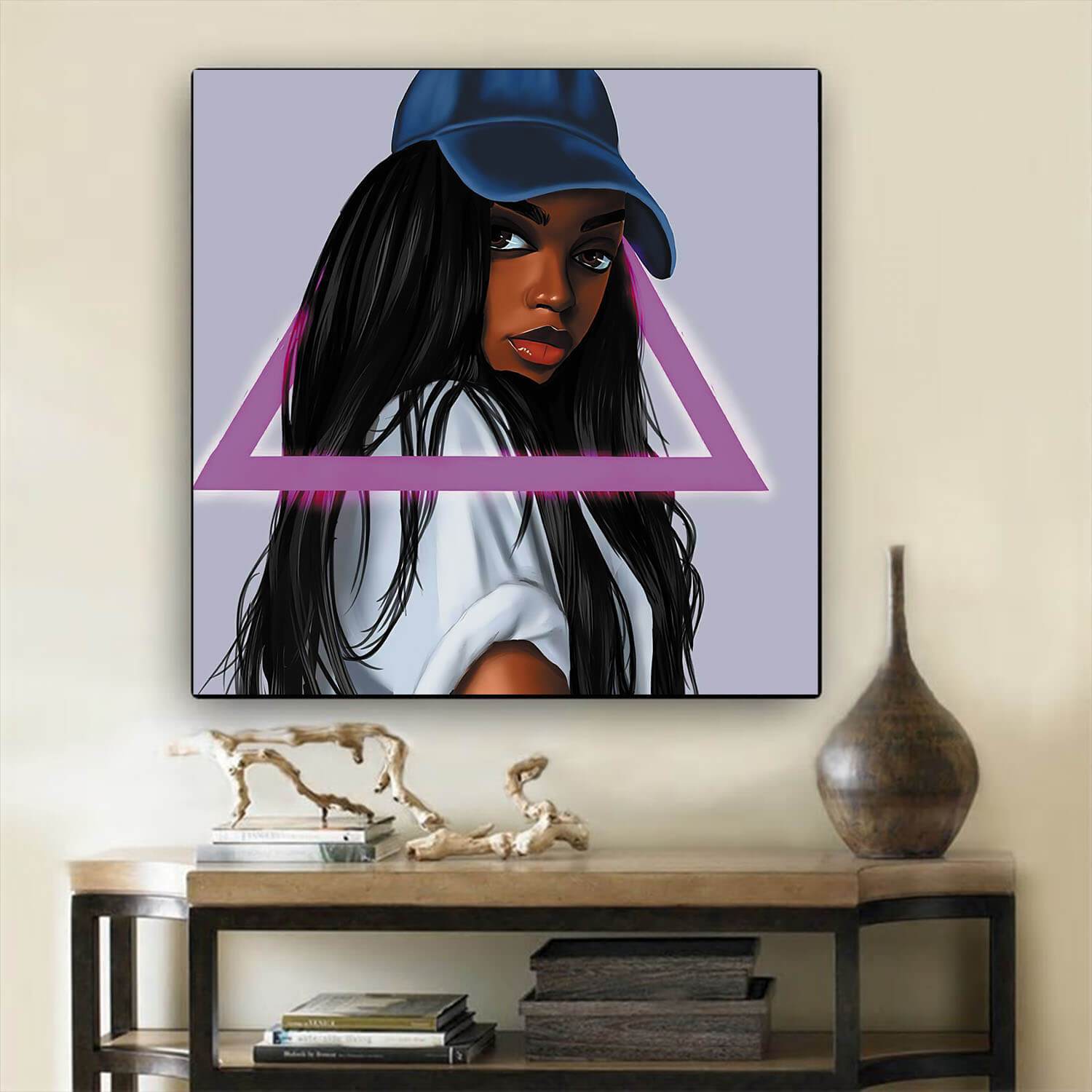 African American Canvas Art Beautiful Black American Girl Black History Wall Art Afrocentric Home Decor BPS90320