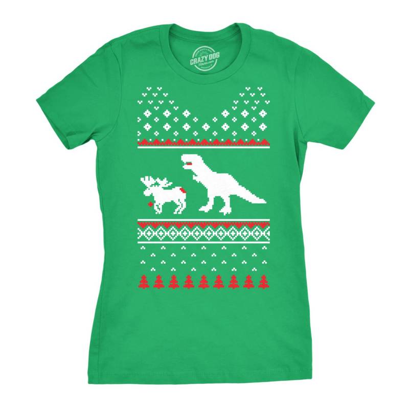 T-Rex Attack Ugly Christmas Sweater Women’s Tshirt