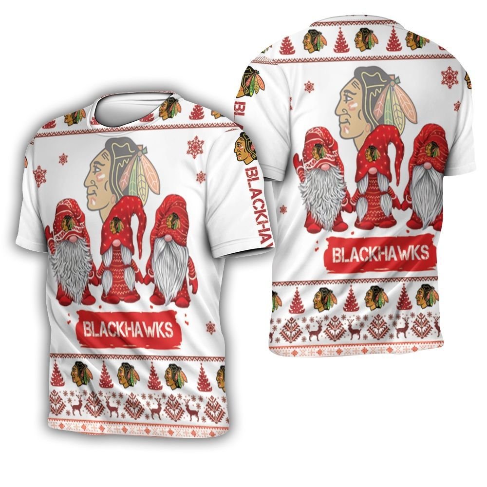 Christmas Gnomes Chicago Blackhawks Ugly Sweatshirt Christmas 3D 3D T-Shirt