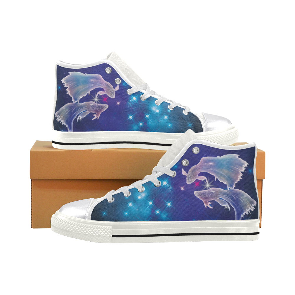 Pisces White Women’s Classic High Top Canvas Shoes