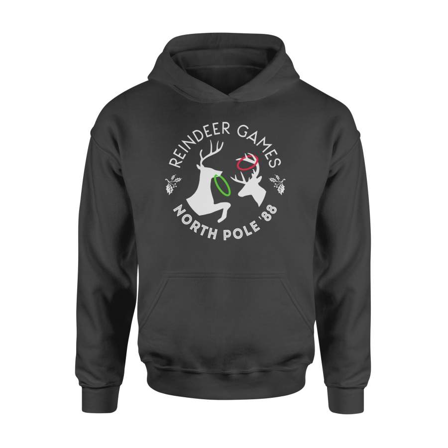 Christmas Gift Idea Reindeer And Holly Branches Reindeer Games North Pole – Standard Hoodie