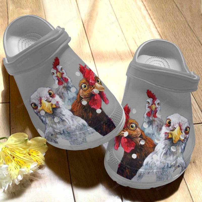 Funny Trio Chicken Croc Shoes – Chickens Shoes Crocbland Clog Birthday Gifts For Son Daughter