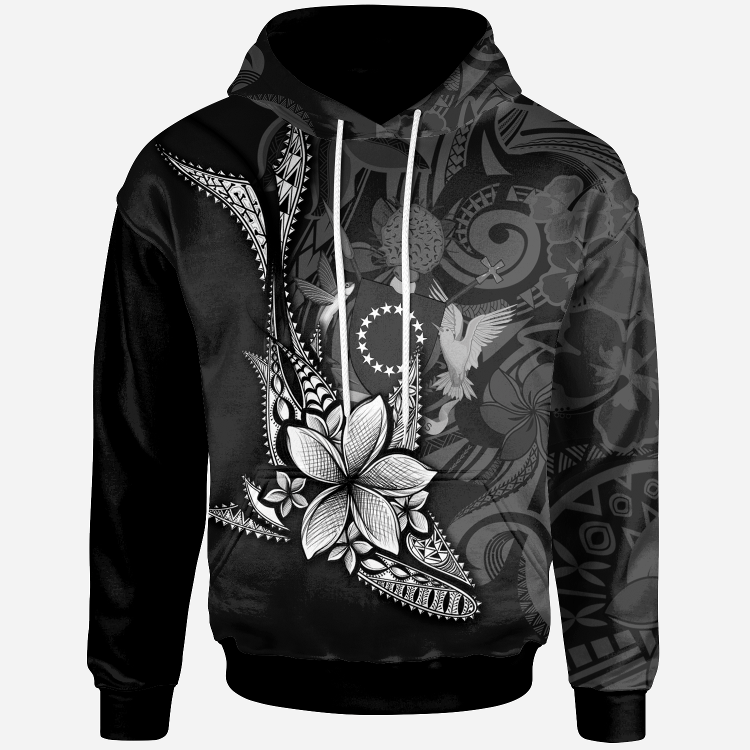 Cook Islands Hoodie – Fish With Plumeria Flowers Style – BN01