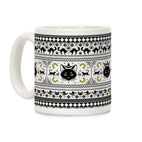 Witchy Black Cats Ugly Sweater Coffee Mug