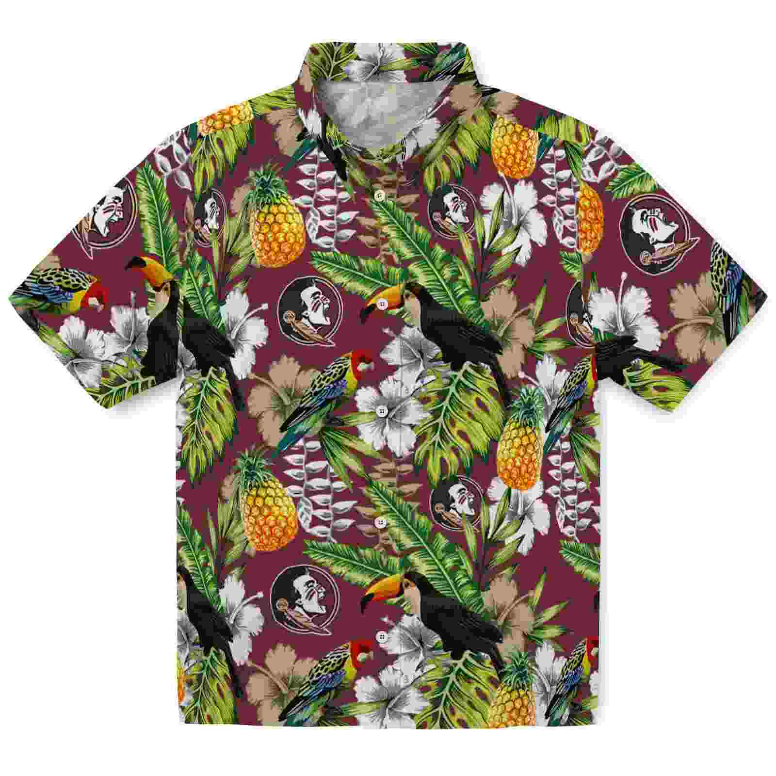 Personalized Florida State Seminoles Tropical Toucan Garnet Green Hawaiian Shirt