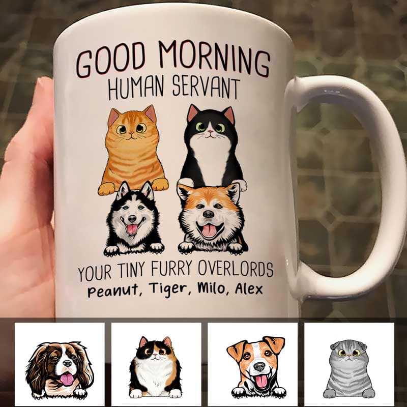 Dogs Cats Good Morning Human Servant Personalized Mug