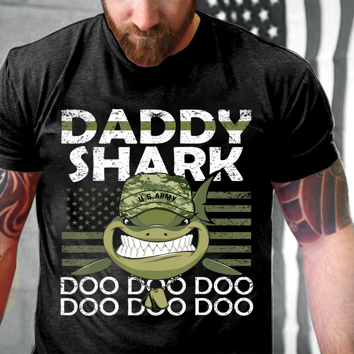 Veteran – Army Daddy Shark Doo Doo Doo shirt, Military Shirt