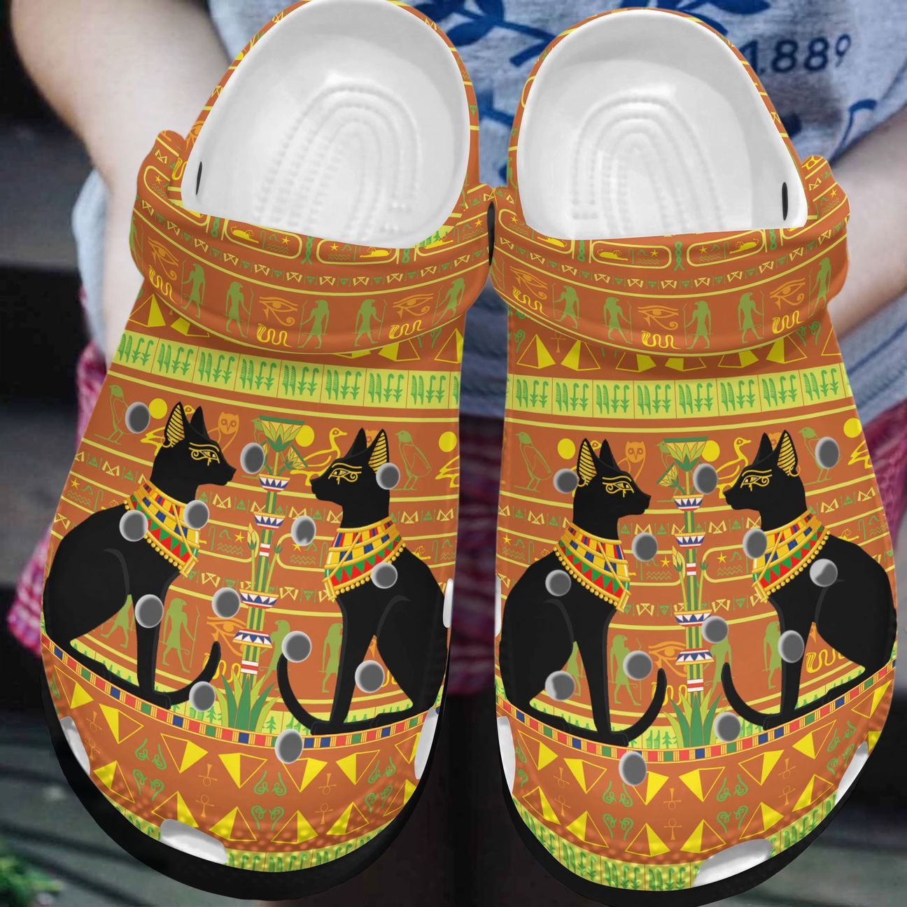 Egypt Personalized Clog, Custom Name, Text, Color, Number Fashion Style For Women, Men, Kid, Print 3D Black Ancient Egypt Cat