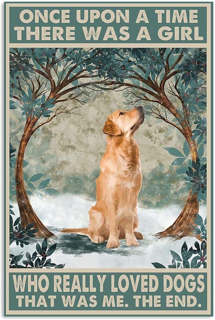 Camys Golden Retriever Once Upon A Time There Was A Girl Who Really Loved Dogs – Best Idea Gift , Gift For Home Decor, Gift For Family – Horizontal Canvas Matte Canvas Wall Artx