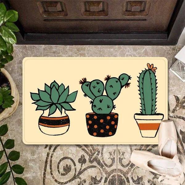 Cute Succulents Cactus Pots Flower Doormat Indoor And Outdoor Mat Entrance Rug Sweet Home Decor Closing Gift Gift For Friend Family Flower Lovers Gift Idea